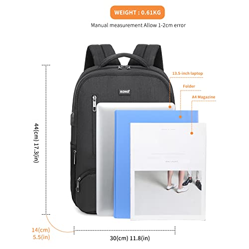 Kono Travel Laptop Backpack with USB Charging Port Water Resistant Work Business Computer Bag Schoolbag Rucksack for Women Men Casual Daypack Fits 15.6 Inch Laptop