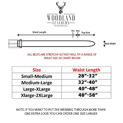 Woodland Leathers Elastic Braided Belt, Unisex Men Women Casual Stretch Woven Belt (Navy, Medium-Large)