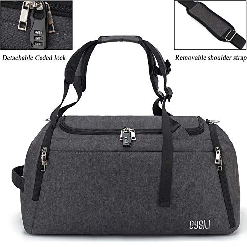 Sports Duffle Bag with Shoes Compartment and Wet Pocket, 42L Waterproof Gym Bag for Men and Women, Durable Travel Duffel Bag with Shoulder Strap and Combination Lock