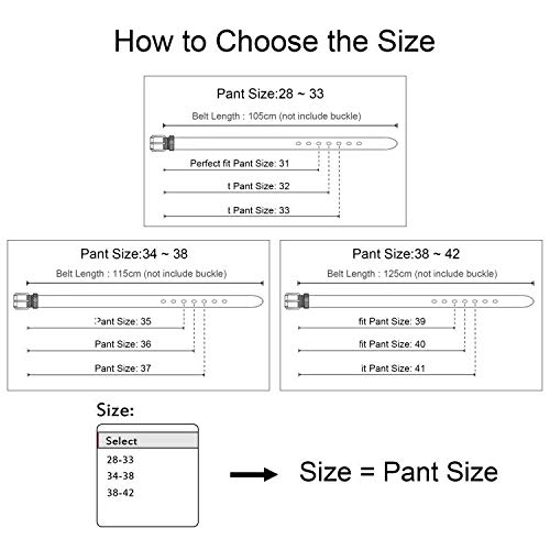 HZHY Men's Leather Belt,Cowboy Jeans Belt Men for Casual Wear & Jeans,Anti-Scratch Pin Buckle (S (34''- 38''), Type 1-2)