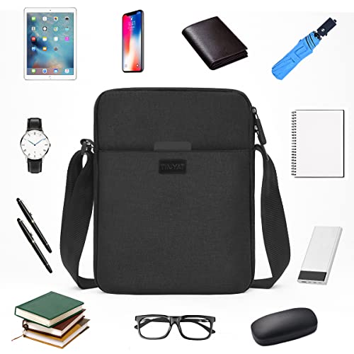 flintronic Men's Shoulder Bag, Waterproof Messenger Bag with Adjustable Strap, Lightweight Work Bag with Multiple Pockets, Crossbody Bag for Working Shopping School Travel Daily Use(Black)