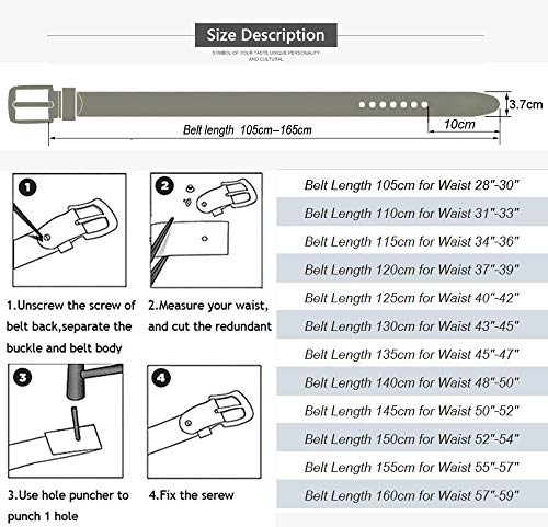 JingHao Belts for Men,Casual Mens Belt Leather for Jeans,Cowboy,Black Genuine Leather Belt,Plus Size 28"-64" Width 1.45" Brown(L 34"-36" Length 115cm, Coffee)
