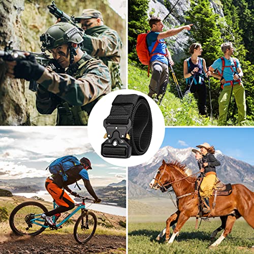 AivaToba Men Tactical Belt, Military Style Heavy Duty Nylon Canvas Waist Belts with Quick-Release Metal Buckle For Cargo Shorts Hunting Training Army Running （125 * 3.8 CM