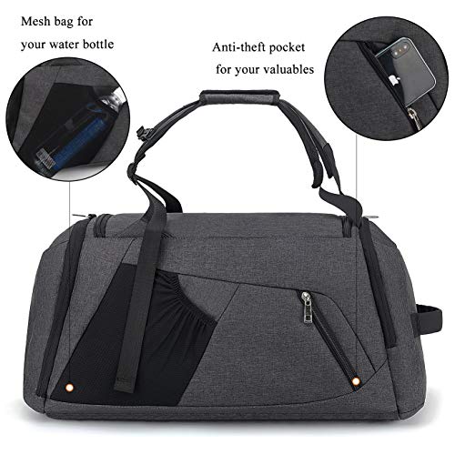 Sports Duffle Bag with Shoes Compartment and Wet Pocket, 42L Waterproof Gym Bag for Men and Women, Durable Travel Duffel Bag with Shoulder Strap and Combination Lock