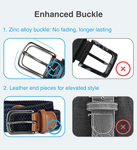 CHAOREN Elastic Belts for Men - Elasticated Belt Men 1 3/8" for Golf Trousers - Tight Performed Stretch Belt