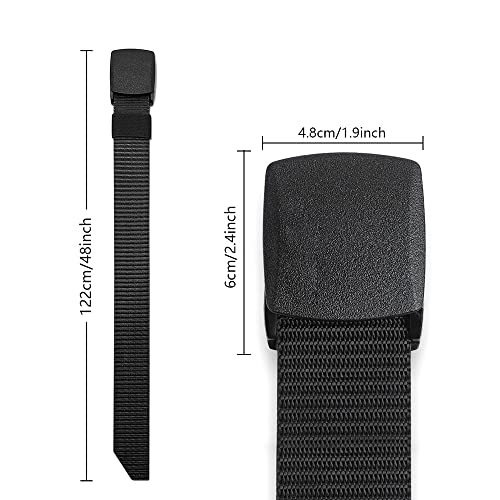 Heshebuy 2 Pieces Nylon Canvas Belt for Men and Women Commuter All-match Automatic Buckle Belt Outdoors, Military Tactical Belt For Leisure Sports (Black+Navy Blue)