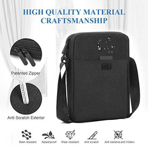 flintronic Men's Shoulder Bag, Waterproof Messenger Bag with Adjustable Strap, Lightweight Work Bag with Multiple Pockets, Crossbody Bag for Working Shopping School Travel Daily Use(Black)