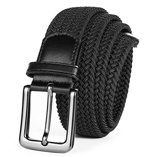 AXKAL Golf Belt Men Elastic Braided Belt Unisex Men Women Value Pack, Men’s Elastic Stretch Woven Belt (37''(95cm) Fits Waist 30''-34'', Black)