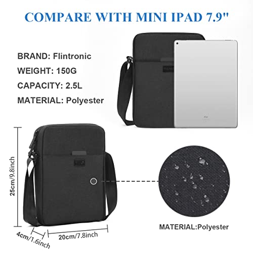 flintronic Men's Shoulder Bag, Waterproof Messenger Bag with Adjustable Strap, Lightweight Work Bag with Multiple Pockets, Crossbody Bag for Working Shopping School Travel Daily Use(Black)