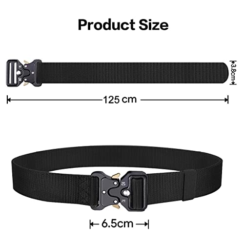AivaToba Men Tactical Belt, Military Style Heavy Duty Nylon Canvas Waist Belts with Quick-Release Metal Buckle For Cargo Shorts Hunting Training Army Running （125 * 3.8 CM