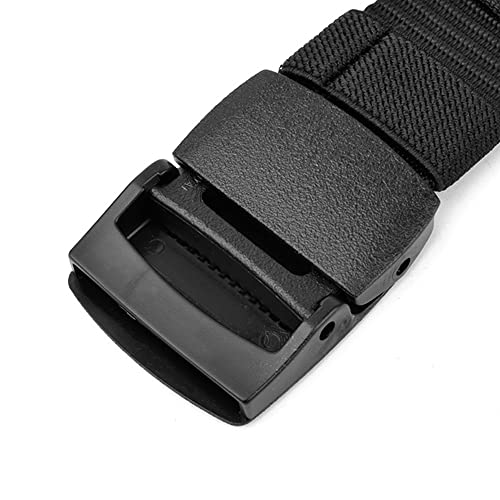 Heshebuy 2 Pieces Nylon Canvas Belt for Men and Women Commuter All-match Automatic Buckle Belt Outdoors, Military Tactical Belt For Leisure Sports (Black+Navy Blue)