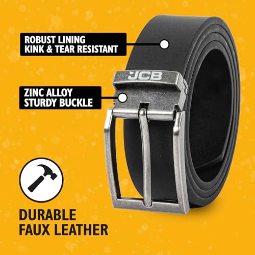 JCB Leather Belts Mens - Black Leather Belts for Men - Smart Casual Jeans Black Belt for Men - Men's Leather Belts - Mens Belt