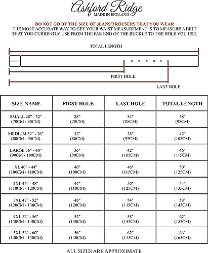 Ashford Ridge Made in England 38mm Full Hide Leather Belt - Black Large