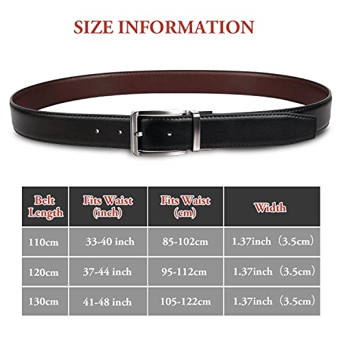 AivaToba Mens Leather Belt Reversible, Belts for Men with Rotated Buckle, Great for Suits，Jeans, Casual & Business Work, Black & Brown.