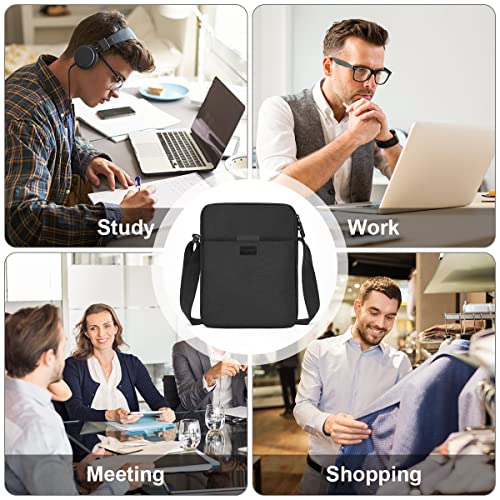 flintronic Men's Shoulder Bag, Waterproof Messenger Bag with Adjustable Strap, Lightweight Work Bag with Multiple Pockets, Crossbody Bag for Working Shopping School Travel Daily Use(Black)