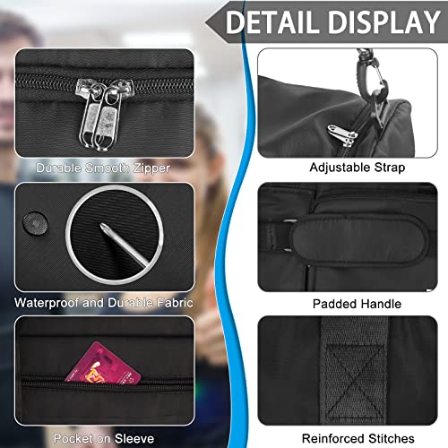 Gym Bag, Travel Bag with Wet Pocket, Portable Overnight Bags for Women, Waterproof Lightweight Holdall Bags for Men, Weekender, Vacation(Black)