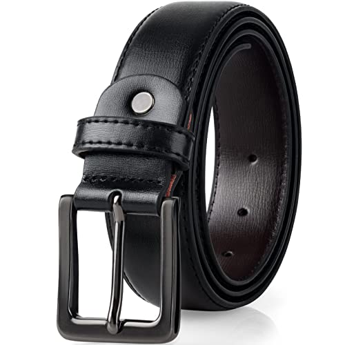 maikun Men's Belts,Black Leather Belt for Men, Black Belt Men,Mens Leather Belt,Mens Leather Belts for Trousers Black BuckleLength 105cm