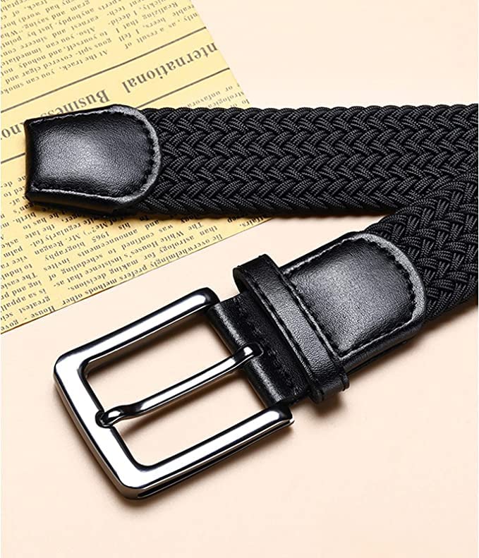 AXKAL Golf Belt Men Elastic Braided Belt Unisex Men Women Value Pack, Men’s Elastic Stretch Woven Belt (37''(95cm) Fits Waist 30''-34'', Black)