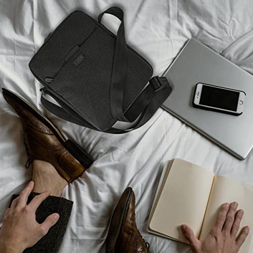 flintronic Men's Shoulder Bag, Waterproof Messenger Bag with Adjustable Strap, Lightweight Work Bag with Multiple Pockets, Crossbody Bag for Working Shopping School Travel Daily Use(Black)