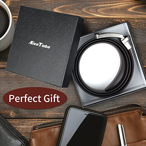 AivaToba Mens Leather Belt Reversible, Belts for Men with Rotated Buckle, Great for Suits，Jeans, Casual & Business Work, Black & Brown.