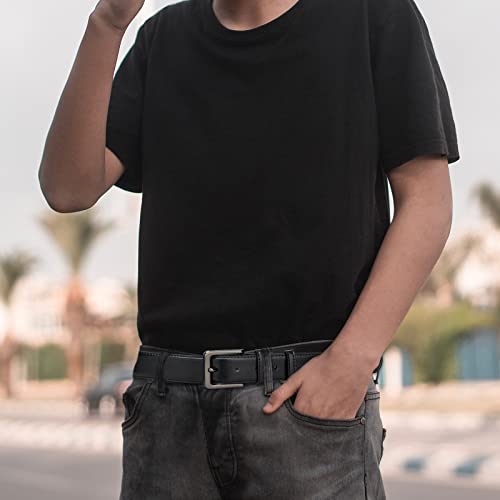 maikun Men's Belts,Black Leather Belt for Men, Black Belt Men,Mens Leather Belt,Mens Leather Belts for Trousers Black BuckleLength 105cm