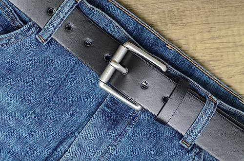 Mens 38mm Leather Smart / Casual Jeans Black Belt Size 32" - 36" Medium