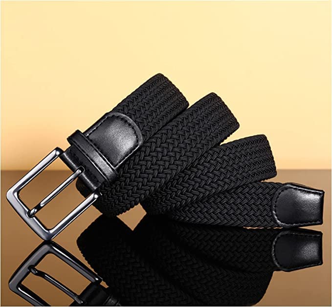 AXKAL Golf Belt Men Elastic Braided Belt Unisex Men Women Value Pack, Men’s Elastic Stretch Woven Belt (37''(95cm) Fits Waist 30''-34'', Black)