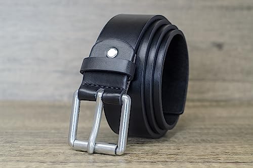 Mens 38mm Leather Smart / Casual Jeans Black Belt Size 32" - 36" Medium