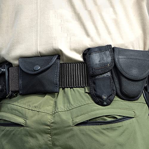 Heshebuy 2 Pieces Nylon Canvas Belt for Men and Women Commuter All-match Automatic Buckle Belt Outdoors, Military Tactical Belt For Leisure Sports (Black+Navy Blue)