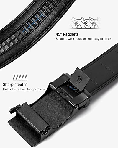 BOSTANTEN Men's & Women's Leather Ratchet Dress Belt with Automatic Sliding Buckle Belts Black