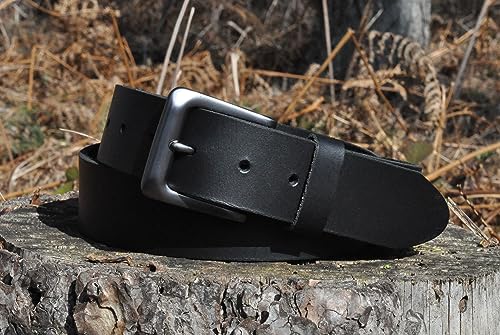 Ashford Ridge Made in England 38mm Full Hide Leather Belt - Black Large