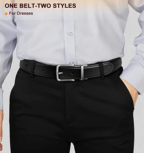 BULLIANT Men's Belt, Reversible Belt 1.25" for Mens Golf Dress Pants Shirts,Adjustable Trim to Fit,Black & Brown,Black/Light Brown 73,34"-36" Waist Adjustable