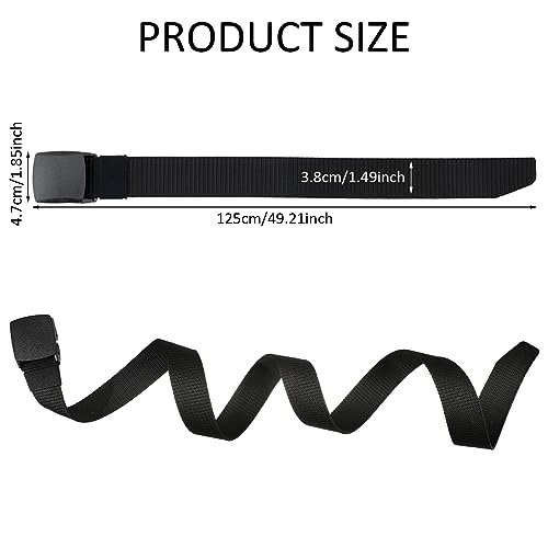 Firtink 3 Pcs Men's Canvas Belt, Lightweight Nylon Canvas Belt for Men, Metal Free Fabric Belt, Plastic Buckle, Men's Plastic Belt for Quick Passage Through Airport Security