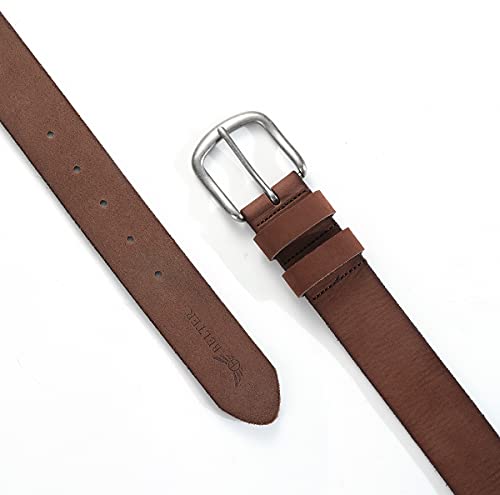 BELTER Belts for Mens Belt Cowhide Leather Cowboy Casual Work Belt Mens Genuine Leather Belt (Brown, 38"-40" Waist)