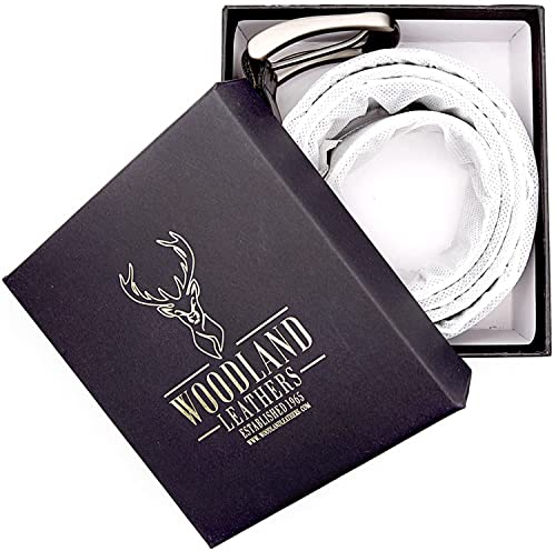 Woodland Leathers Black Genuine Leather Belt for Men Smart Casual Jeans Belt, Full Grain Leather Belt Men (Black, Large (36"-39"))