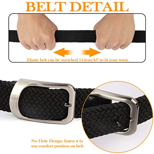 Beaface Belts for Men Elastic, Men Belts Stretch Elasticated Belts for Men, Braided Woven Belts for Men Jeans Shorts Trousers, Casual Belts (Black)