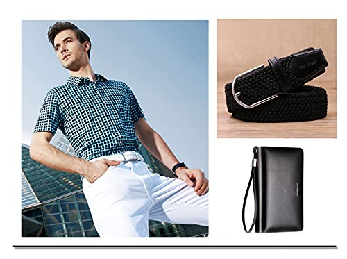 RBOCOTT Elastic Belt Braided Belt Mens Belt Stretch Woven Belt Black Belt Grey Belt for Women(105cm)