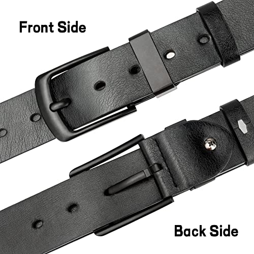 maikun Belts for Men,Mens Leather Belts,Black Leather Belt for Men,Mens Black Belt,Golf Belts Men,Black Waist Belt Length105cm