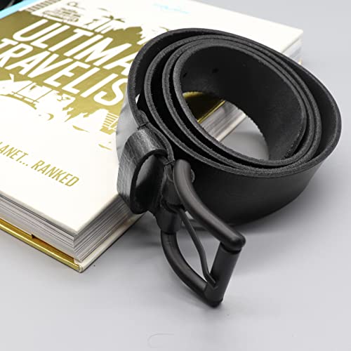 PELLE TORO Hunter Leather Belt for Men, Handmade Men's Belt for Jeans, Work or Casual Cowboy Style (Trouser Sizes 32in - 36in, Charcoal)