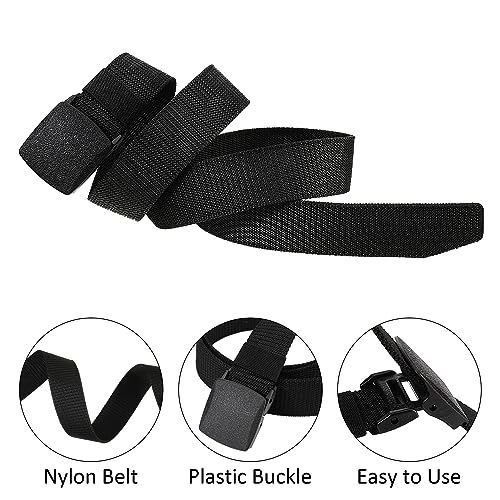 Firtink 3 Pcs Men's Canvas Belt, Lightweight Nylon Canvas Belt for Men, Metal Free Fabric Belt, Plastic Buckle, Men's Plastic Belt for Quick Passage Through Airport Security