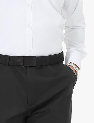 LXMY Belts for Men,Work Belts for Men,Mens Adjustable Canvas Fabric Nylon Golf Belt Fits Anywhere(Black)