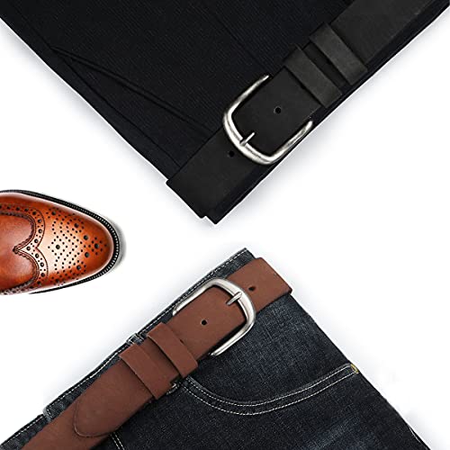 BELTER Belts for Mens Belt Cowhide Leather Cowboy Casual Work Belt Mens Genuine Leather Belt (Brown, 38"-40" Waist)