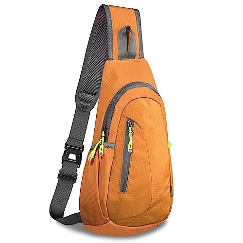 TITECOUGO Shoulder Bag Small Backpack Sling Bag for Women Men Gym Cross Body Running Rucksack Work Healthy Back Bag Chest Bags Crossbody Backpacks Daypack Camp Day Packs Sports Lightweight Orange