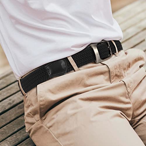 Beaface Belts for Men Elastic, Men Belts Stretch Elasticated Belts for Men, Braided Woven Belts for Men Jeans Shorts Trousers, Casual Belts (Black)