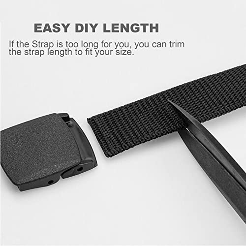 TSHAOUN 2 Pieces Men's Canvas Belt, Lightweight Nylon Canvas Belt for Men, Metal Free Adjustable Work no holes Belt, Plastic Belt for Quick Passage Through Airport Security, Plus Length 130 cm