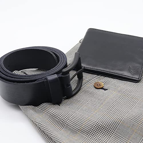 PELLE TORO Hunter Leather Belt for Men, Handmade Men's Belt for Jeans, Work or Casual Cowboy Style (Trouser Sizes 32in - 36in, Charcoal)