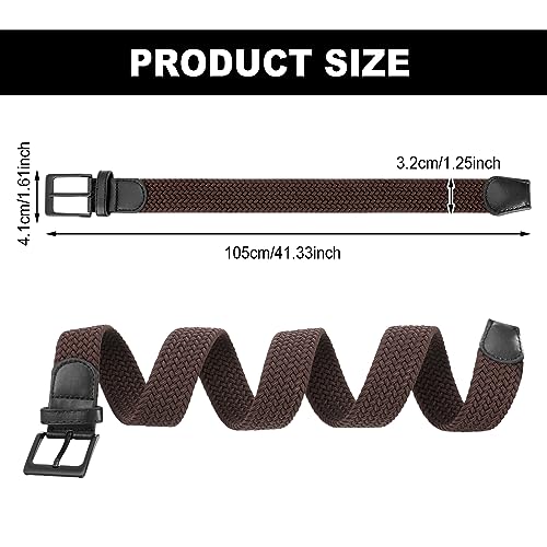 Firtink 2 pieces Men Belts Elastic Woven Belts Unisex Fabric Belt Braided Stretch Belt for Mens