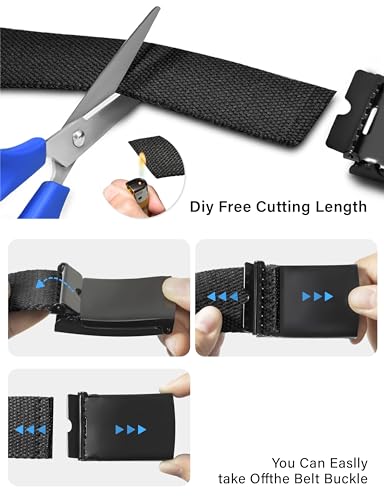 LXMY Belts for Men,Work Belts for Men,Mens Adjustable Canvas Fabric Nylon Golf Belt Fits Anywhere(Black)