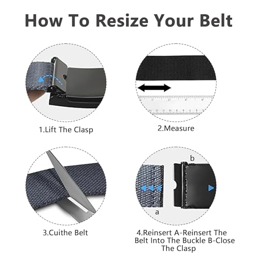 Eastrise Mens Belt, Elastic Belt for Men, Grey Belt Buckle Stretch Woven Belt,Mens Adjustable Canvas Fabric Nylon Golf Belt Fits Anywhere(Grey)