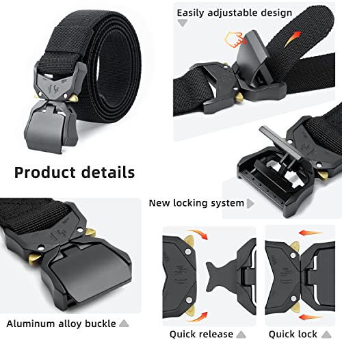 LXMY Tactical Belt,Work Belts for Men,Military Hiking Heavy Duty Belt for 1.5 Inch,Nylon Webbing Tool Belt,Gift With Quick Release Buckle
